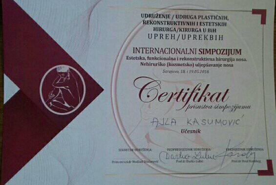 Ajla Kasumovic Certifikat